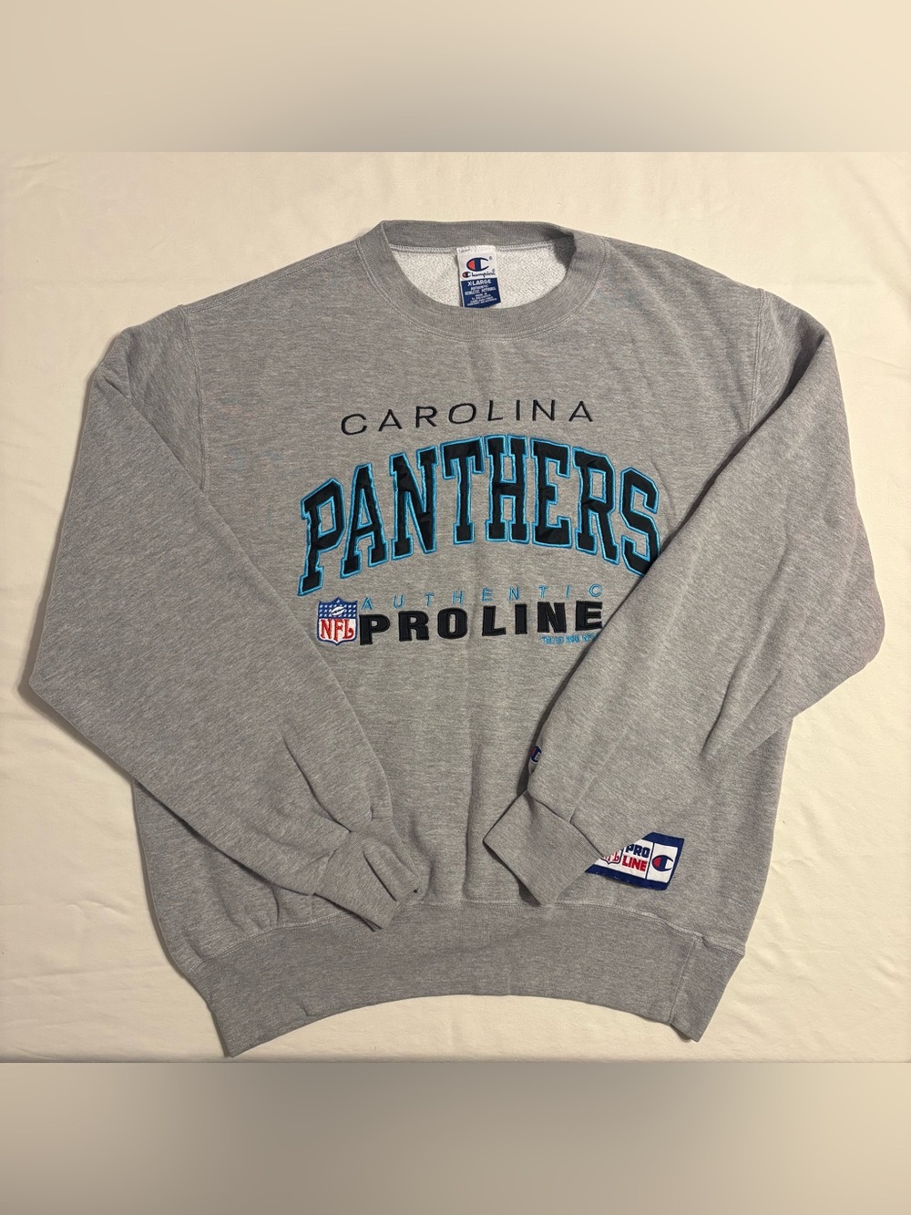 Vintage 90’s Champion Carolina Panthers NFC Pro Line Crewneck Sweatshirt XL Gray